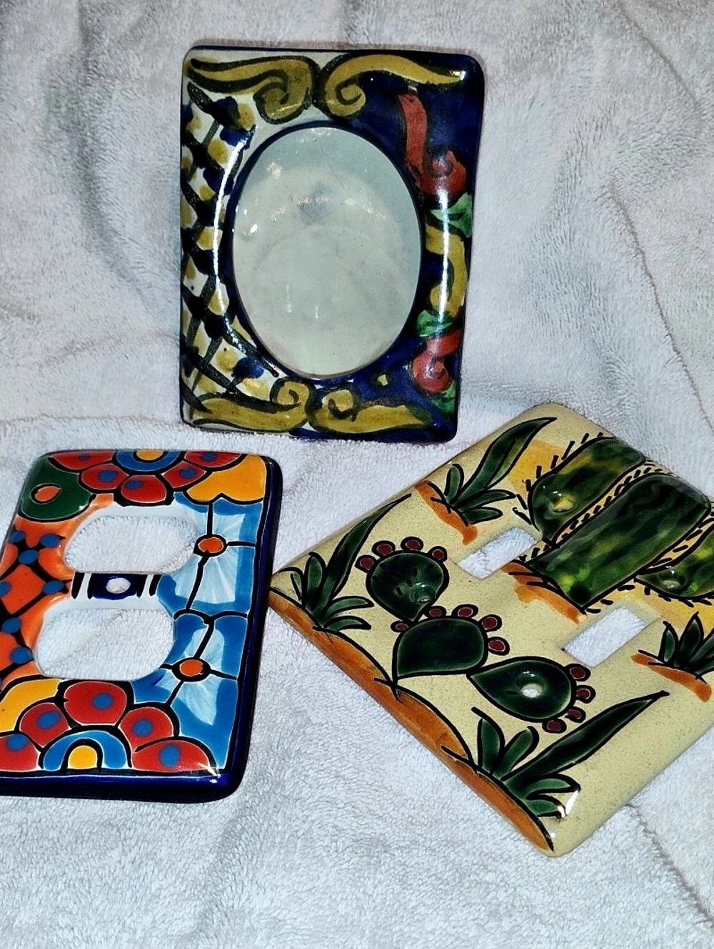 Hand-Painted Talavera Mexican Ceramic Switch Plate Set